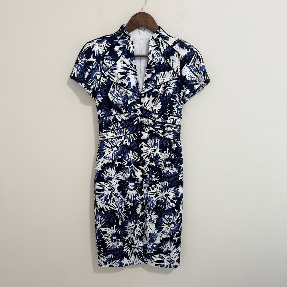 Theia Mandarin Collar Dress